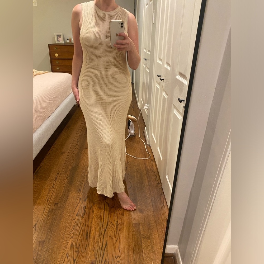 DISSH cream maxi knit dress with slip